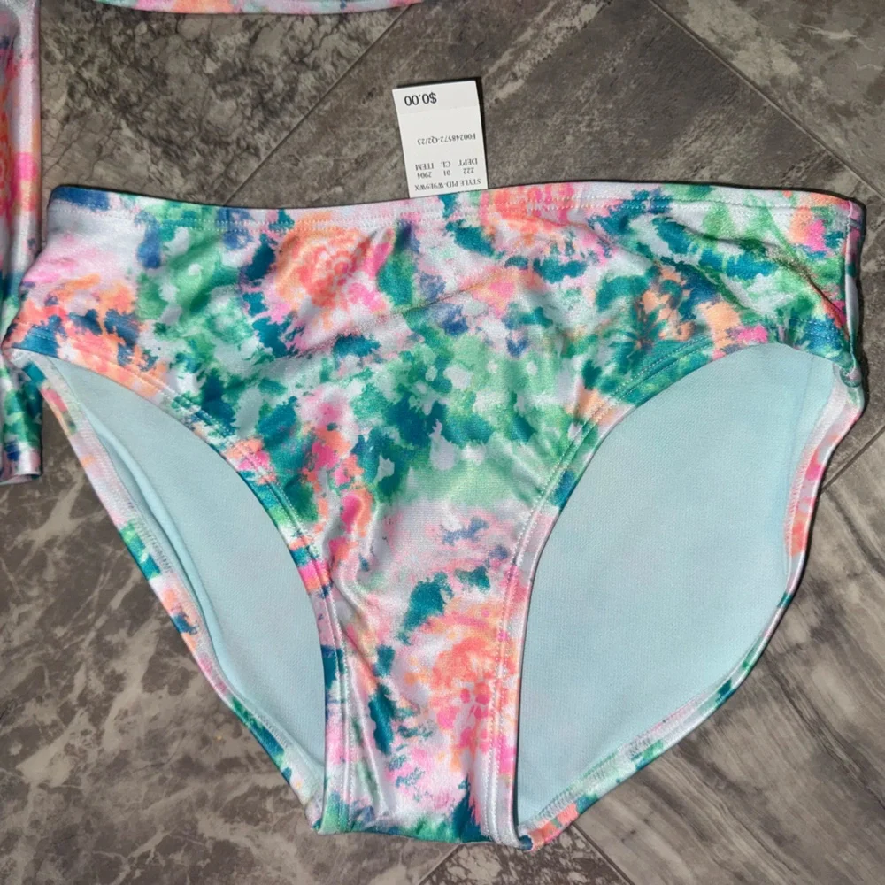 Cat & Jack Girls Floral Tie-Dye Rash Guard Swimsuit Set Size L 10/12 NWT